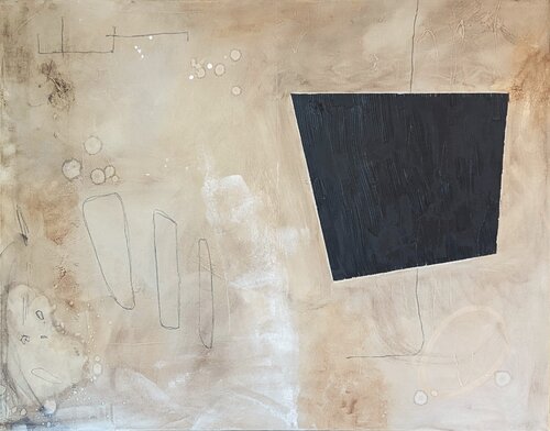 "Verdant" Contemporary Neutral Toned Gestural Abstract Expressionist Painting van Ian Francis, Schilderij te koop op Singulart