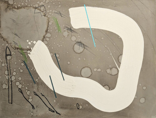 "Firenze 1" Contemporary Neutral Toned Gestural Abstract Expressionist Painting van Ian Francis, Schilderij te koop op Singulart