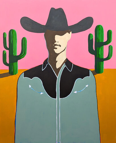"Willis" Contemporary Abstract Colorful Western Cowboy Portrait Painting by Ian Francis, 회화 for Sale on Singulart