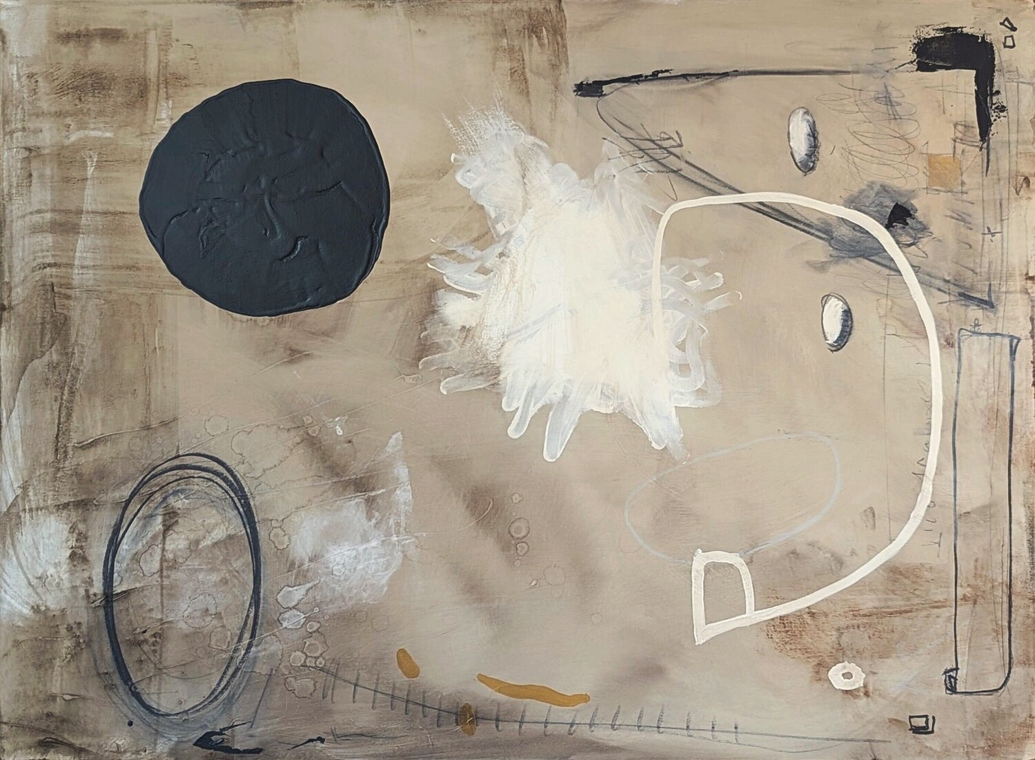 "Southern Field" Contemporary Neutral Gestural Abstract Expressionist Painting Ian Francis Originalgemälde zu verkaufen
