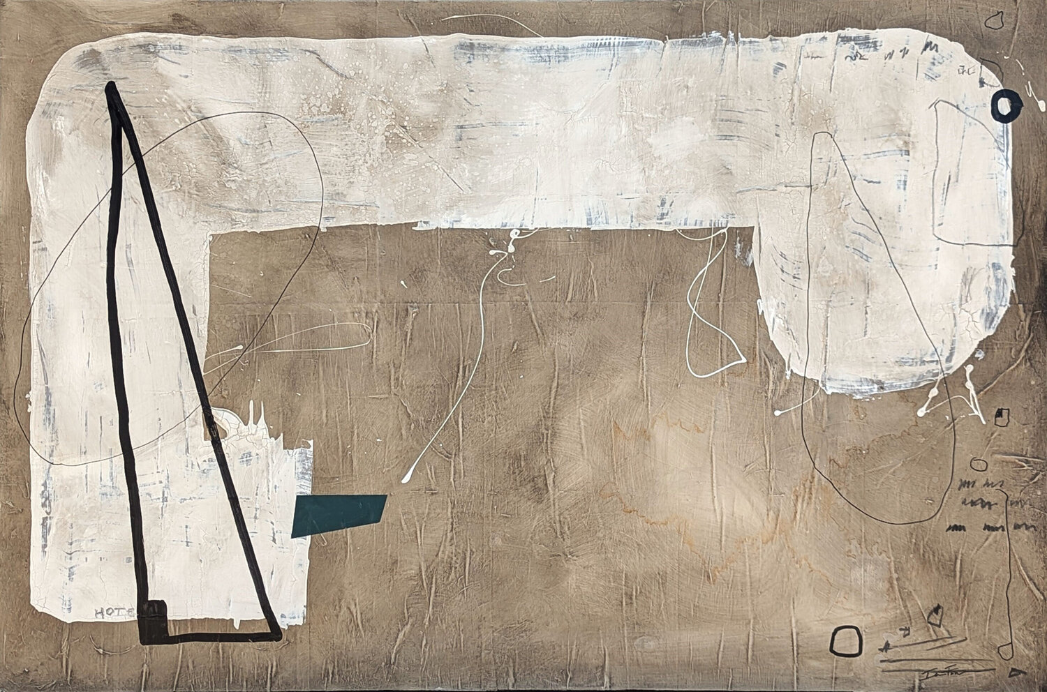 "Hotel" Contemporary Neutral Toned Gestural Abstract Expressionist Painting Ian Francis Originalgemälde zu verkaufen