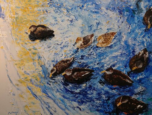 Promenade de canards di Moyo, Pittura in vendita su Singulart
