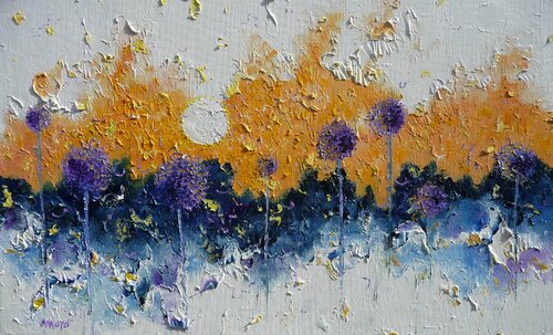 Fleurs de poireaux sous le soleil. di Moyo, Pittura in vendita su Singulart