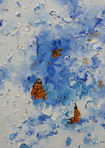 Les 3 papillons di Moyo, Pittura in vendita su Singulart