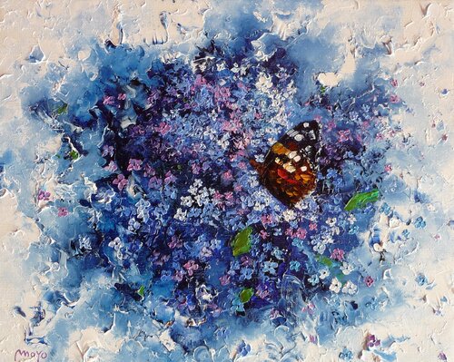 Papillon sur hortensia di Moyo, Pittura in vendita su Singulart