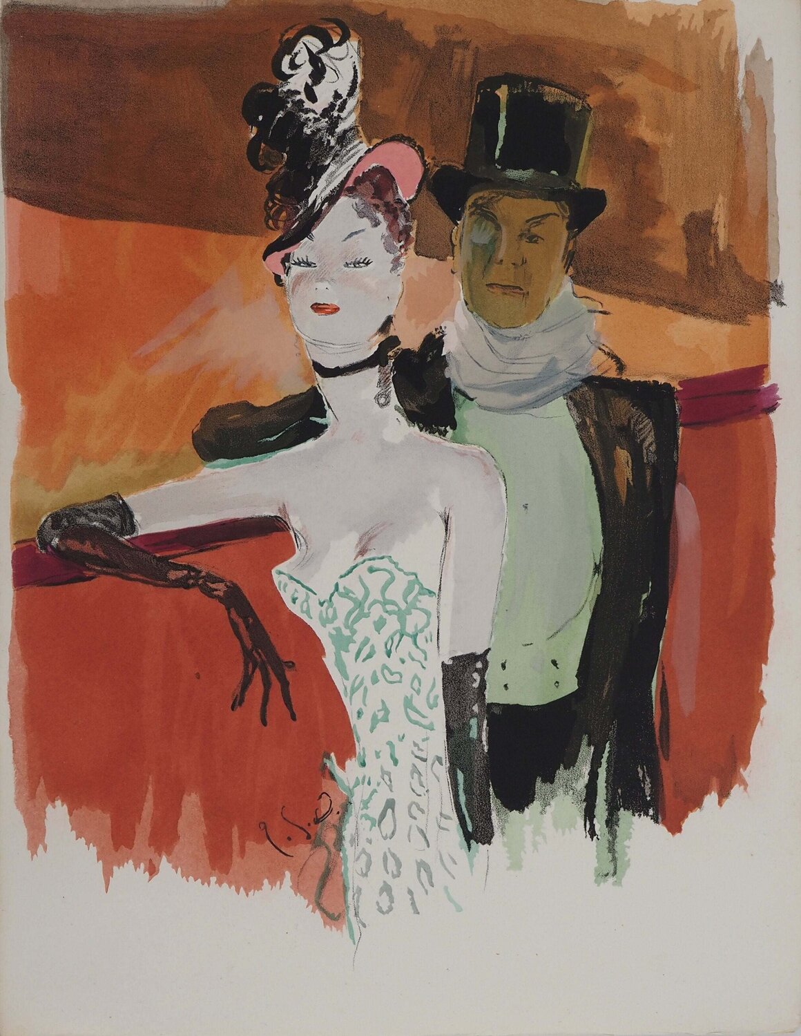 Couple en tenue de soirée Jean Gabriel Domergue Druck zu verkaufen