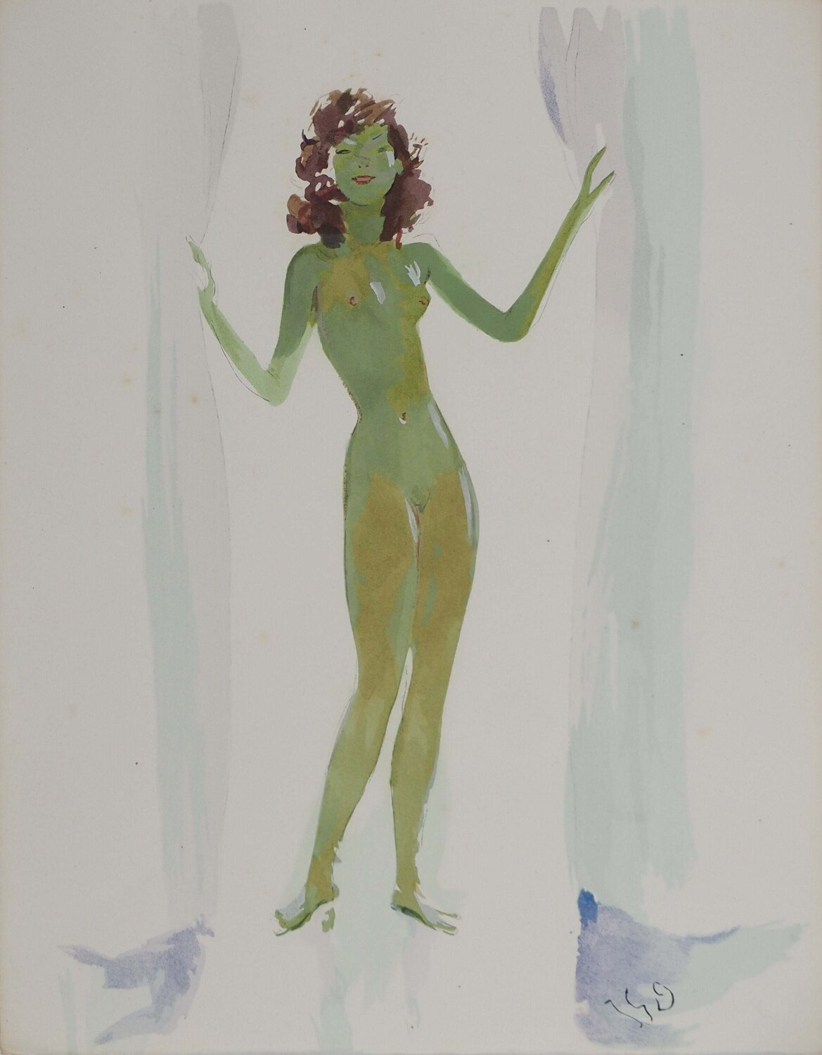 Femme nue, Lithographie et pochoir signée Jean Gabriel Domergue Afdruk te koop