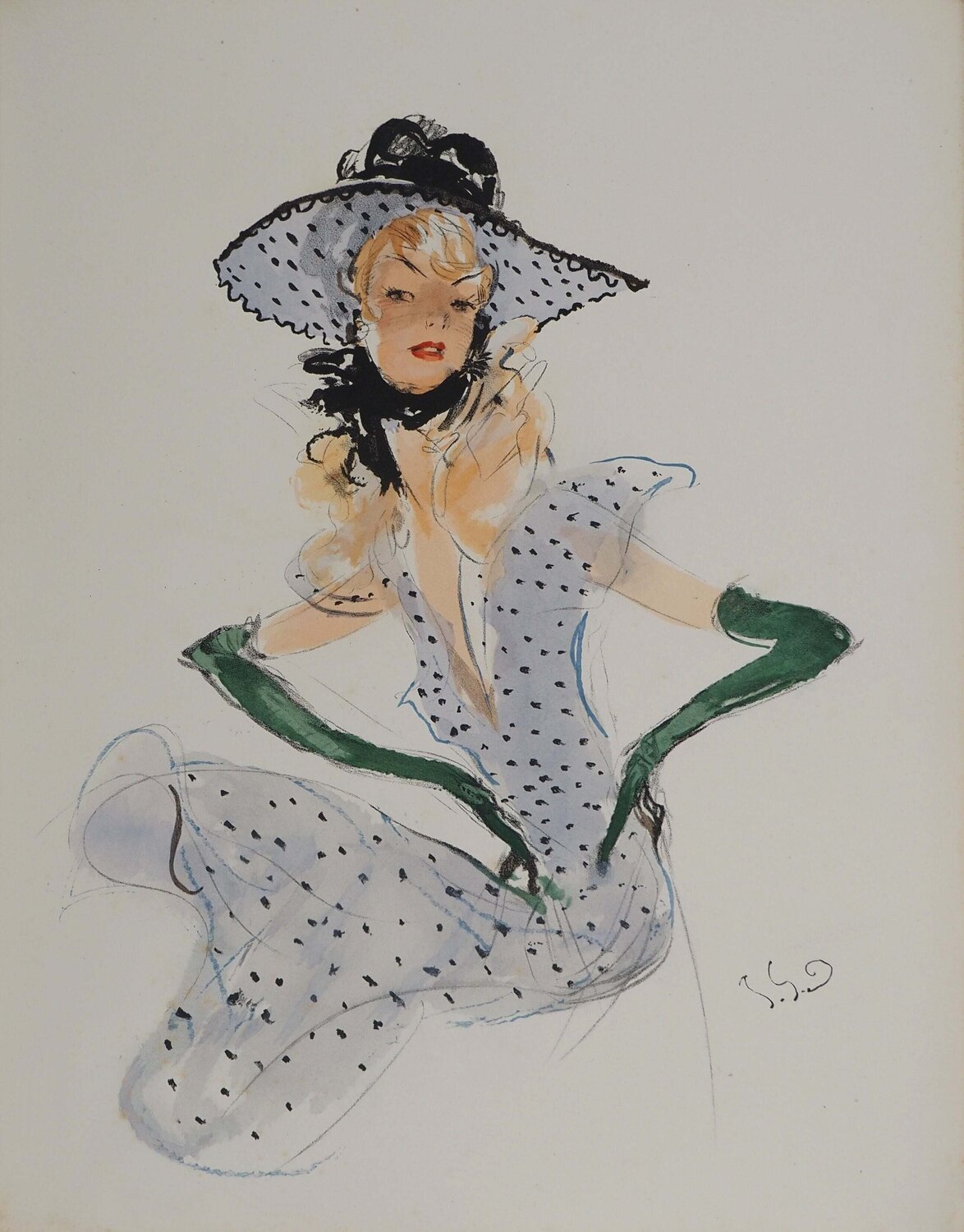 La pin-up à pois Jean Gabriel Domergue Afdruk te koop