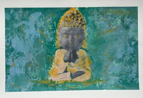Happy Buddha van Anne Maizianne, Werk op papier te koop op Singulart