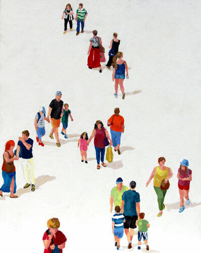 Athens people going to the underground station de Luciana Mathioudakis, Pintura a la venta en Singulart
