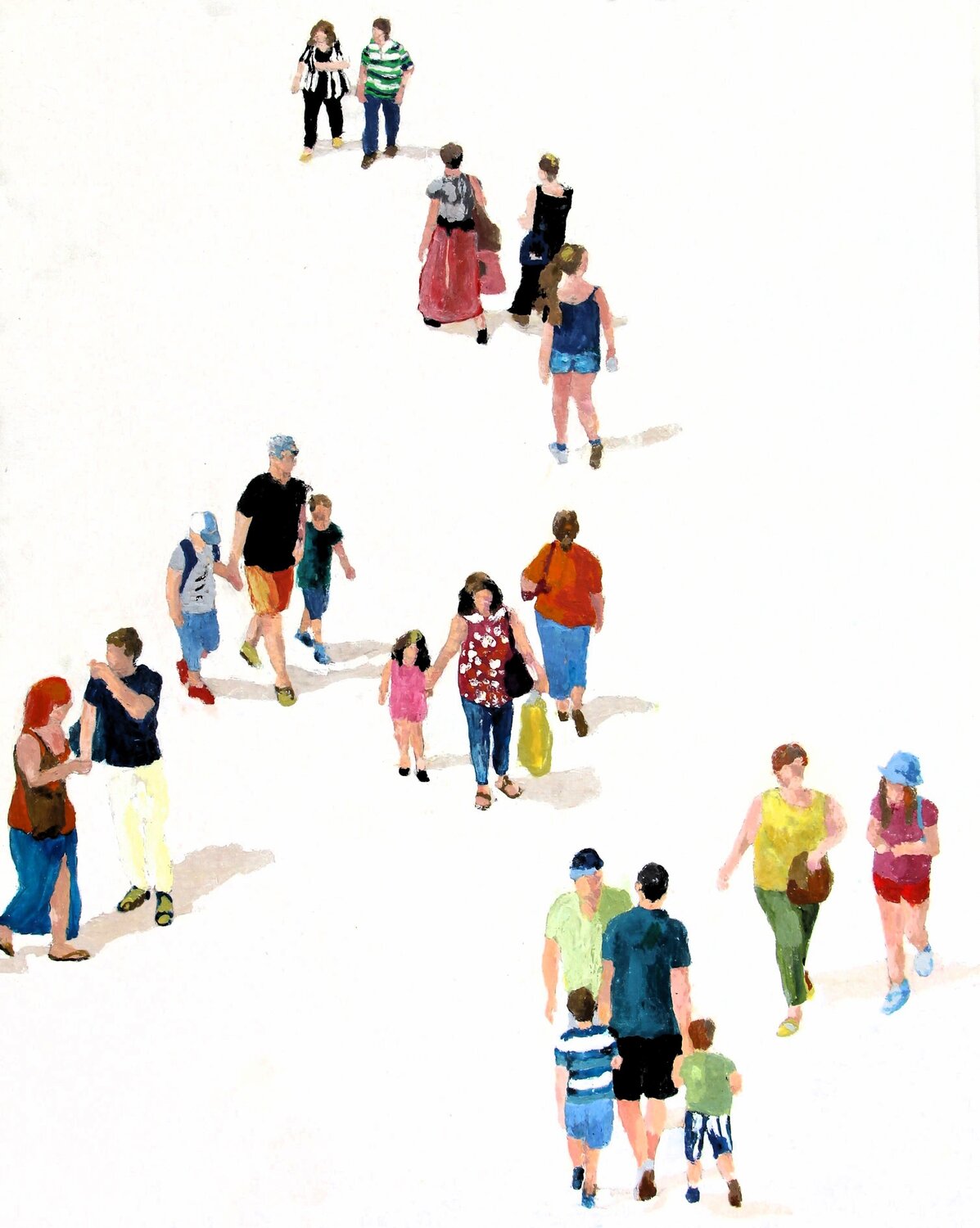 Athens people going to the underground station Luciana Mathioudakis Originalgemälde zu verkaufen
