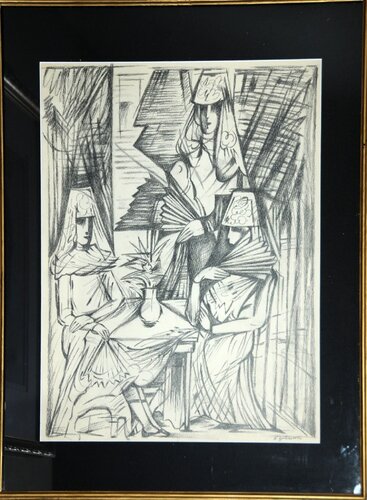 Trios Espagnoles autour d’une table van Natalia Goncharova, Werk op papier te koop op Singulart