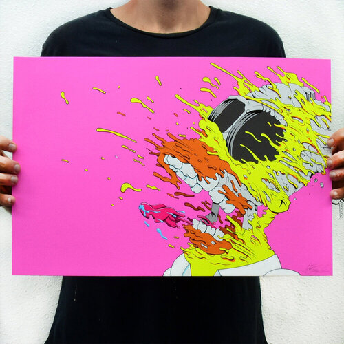 Deconstructed Homer (Pink Cocaine Edition) van Matt Gondek, Afdruk te koop op Singulart