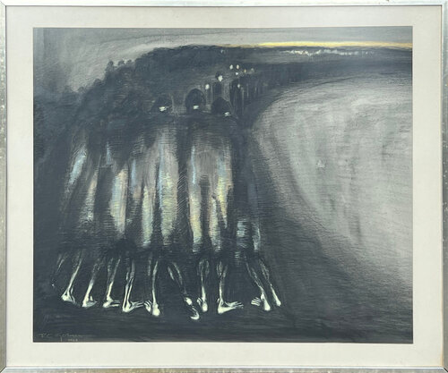 "March to Bosque Redondo" Abstract Modern Figure Drawing of the Navajo People by R.C. Gorman, Work on Paper for Sale on Singulart