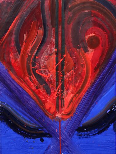 Untitled - Red and Blue Abstract par Josep Grau-Garriga, Œuvre sur papier en vente sur Singulart