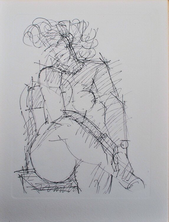 Bourgeoise nue assise, Gravure, 1952 Marcel Gromaire
