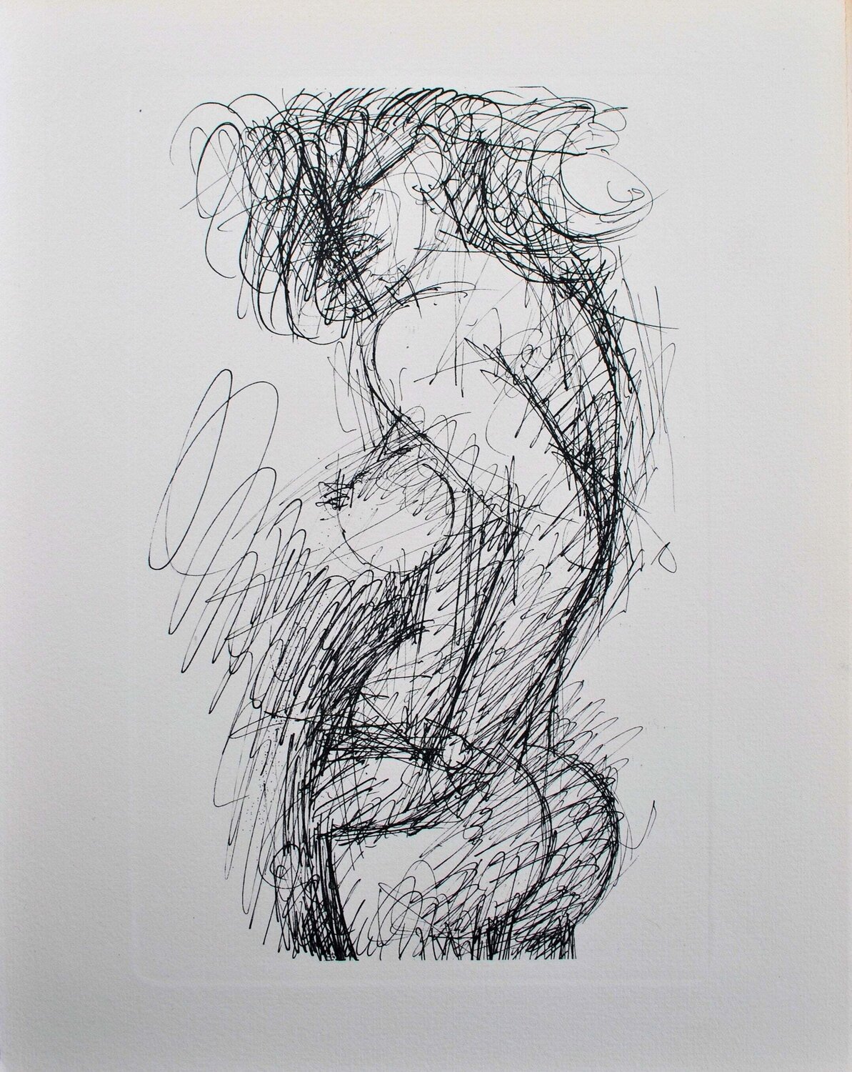 Jeune femme nue de profil, Gravure, 1952 Marcel Gromaire Print for sale