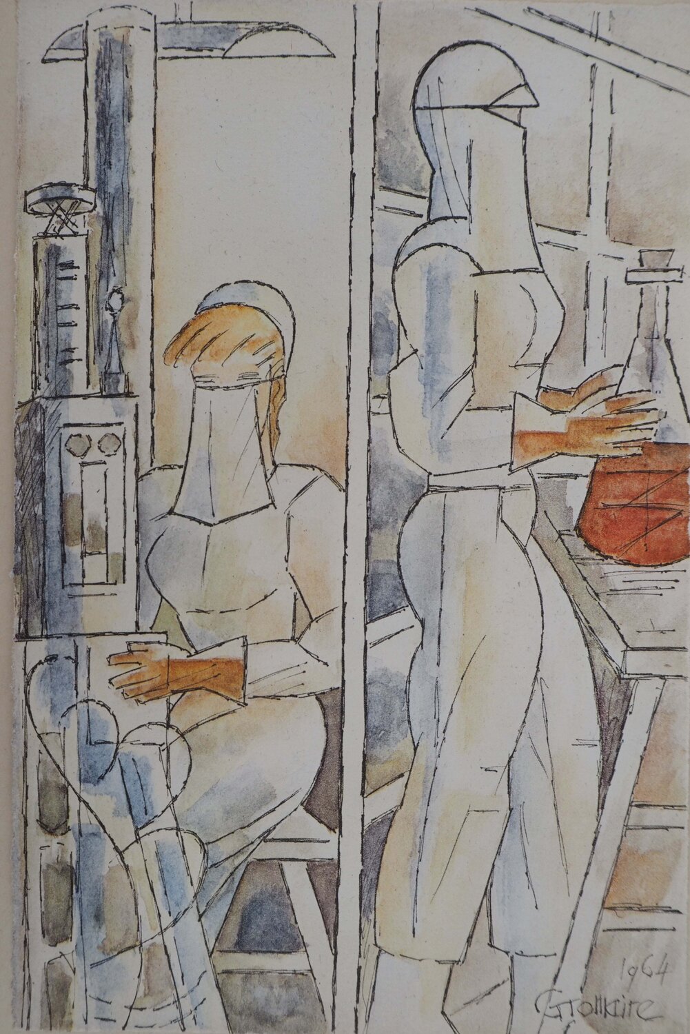 Infirmières au laboratoire Marcel Gromaire Druck zu verkaufen