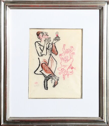 A Man and His Wine by William Gropper, 종이 for Sale on Singulart