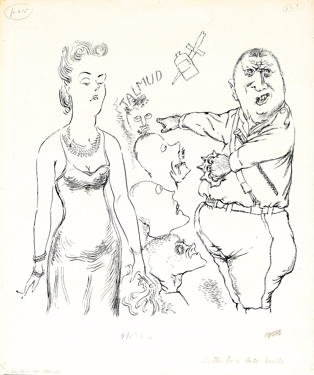 Letter to an Anti-Semite George Grosz Opera su carta in vendita