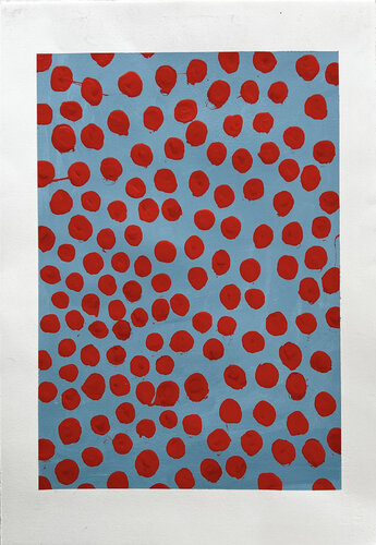 Orient Red on Blue Grey van Michela Sorrentino, Schilderij te koop op Singulart