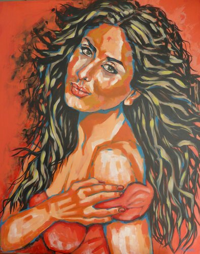 Frau in Rot di Ilse Feiner, Pittura in vendita su Singulart