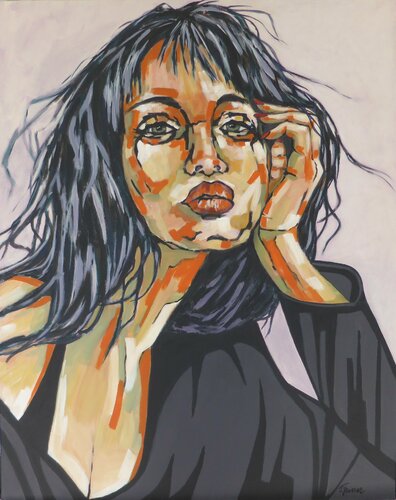 Girl in a  black Dress van Ilse Feiner, Schilderij te koop op Singulart