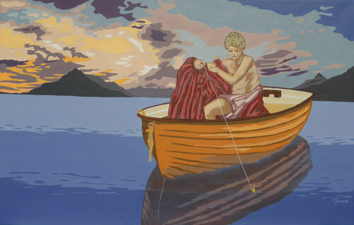 Einsamer Fischer par Ilse Feiner, Peinture en vente sur Singulart