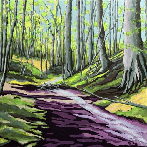 Waldlehrpfad Teufelsgraben van Ilse Feiner, Schilderij te koop op Singulart
