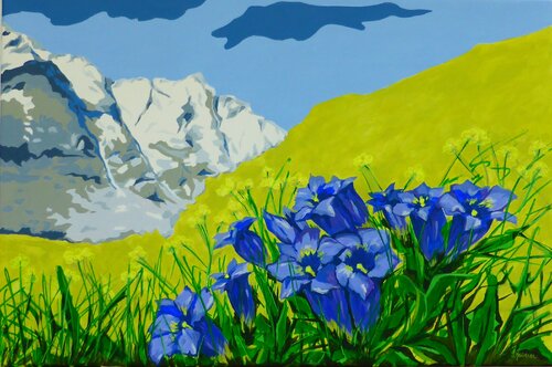 Enzianwiese di Ilse Feiner, Pittura in vendita su Singulart