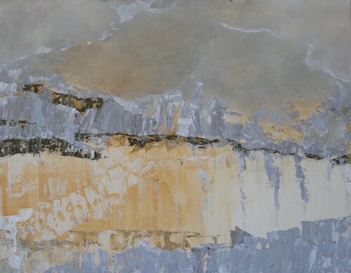 Fly across, in light ochre and grey par Leith Ridley Combe, Peinture en vente sur Singulart