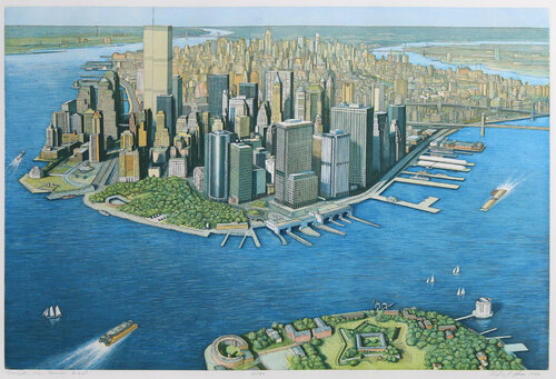 Manhattan View from Governor's Island, color von Richard Haas, Druck kaufen auf Singulart