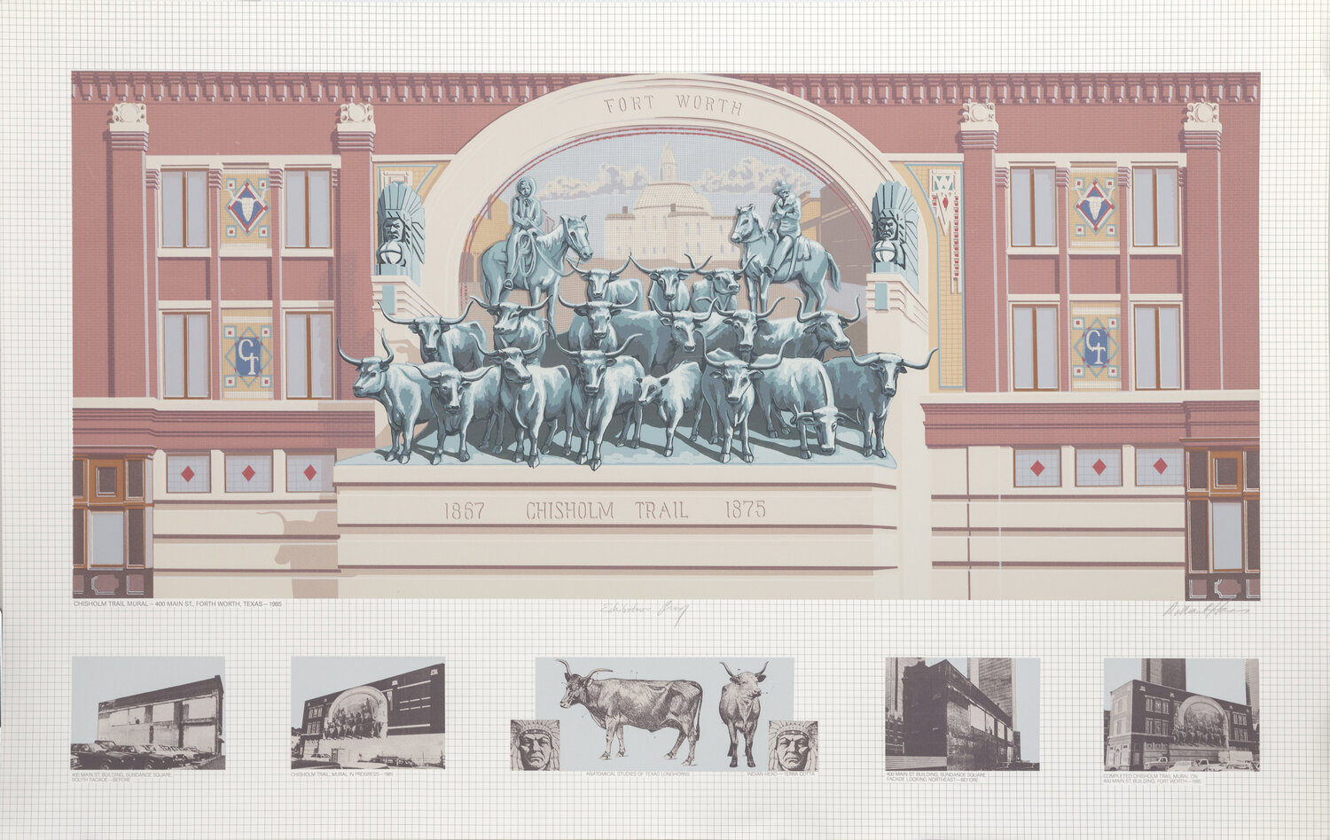 Chisholm Trail Mural Richard Haas Druck zu verkaufen