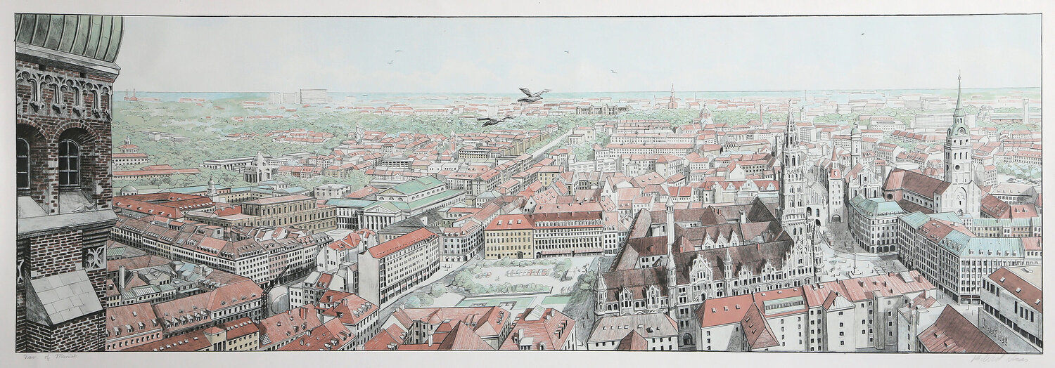 View of Munich Richard Haas Afdruk te koop