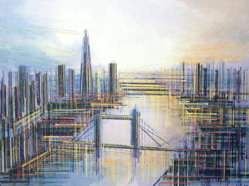 London Under A Soft Warm Sunset van Marc Todd, Schilderij te koop op Singulart