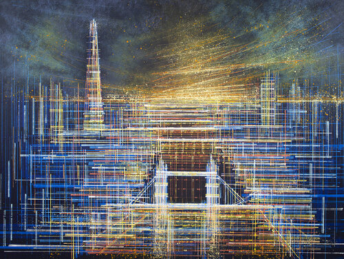 London Under A Fiery Sunset di Marc Todd, Pittura in vendita su Singulart