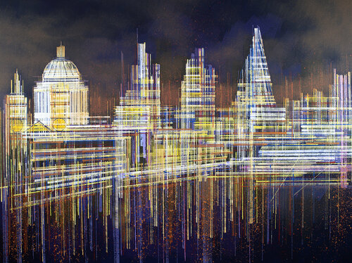 London Skyline At Night van Marc Todd, Schilderij te koop op Singulart