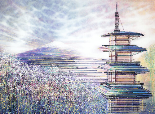 Japan - Tokyo At Sunset di Marc Todd, Pittura in vendita su Singulart