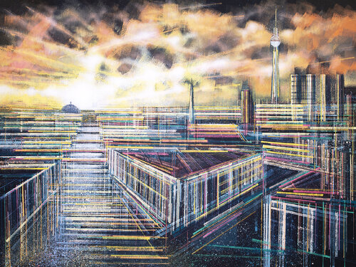 Berlin Under A Dramatic Sunset di Marc Todd, Pittura in vendita su Singulart