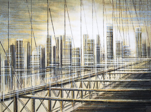 New York - The Brooklyn Bridge In Soft Evening Light di Marc Todd, Pittura in vendita su Singulart