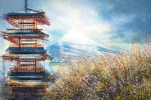 Japan - Mount Fuji In Autumn van Marc Todd, Schilderij te koop op Singulart