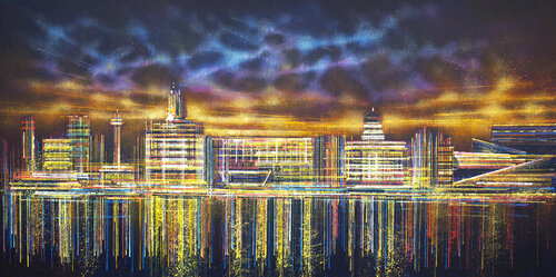 Liverpool Skyline At Night van Marc Todd, Schilderij te koop op Singulart