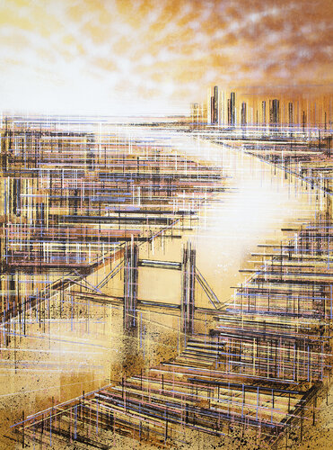 London Cityscape At Sunset van Marc Todd, Schilderij te koop op Singulart