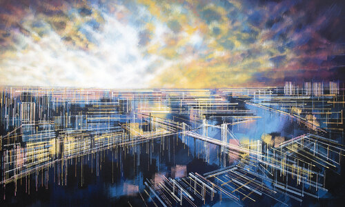 London At Night - Large Painting van Marc Todd, Schilderij te koop op Singulart