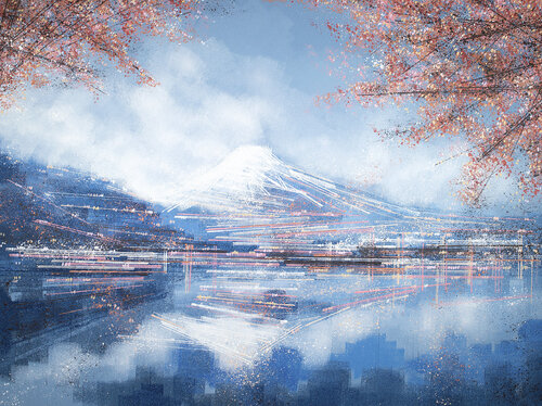 Japan - Mount Fuji In Spring di Marc Todd, Pittura in vendita su Singulart