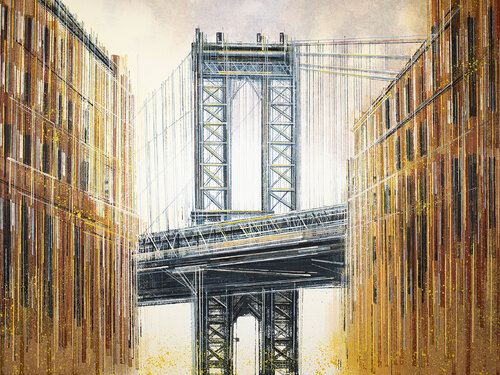 New York - The Manhattan Bridge At Dusk Marc Todd