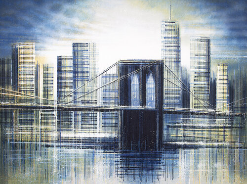 New York - The Brooklyn Bridge At Sunset van Marc Todd, Schilderij te koop op Singulart