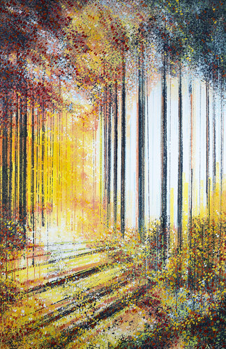 Autumn Forest Path At Sunset van Marc Todd, Schilderij te koop op Singulart