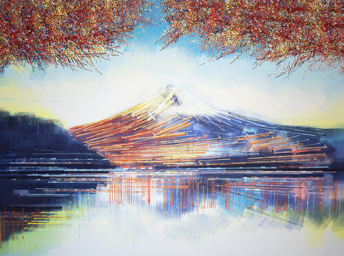 Mount Fuji Japan In Autumn by Marc Todd, 회화 for Sale on Singulart