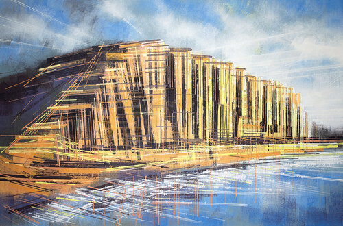 West Bay Cliffs, Dorset van Marc Todd, Schilderij te koop op Singulart